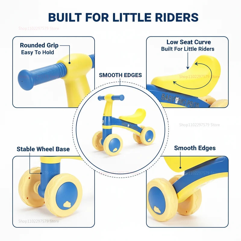 Kids Balance Bike with 135° Steering Limit Indoor Outdoor Toddler Scooter Prevent Side Falls Baby Walker Toys Baby Sliding Bike