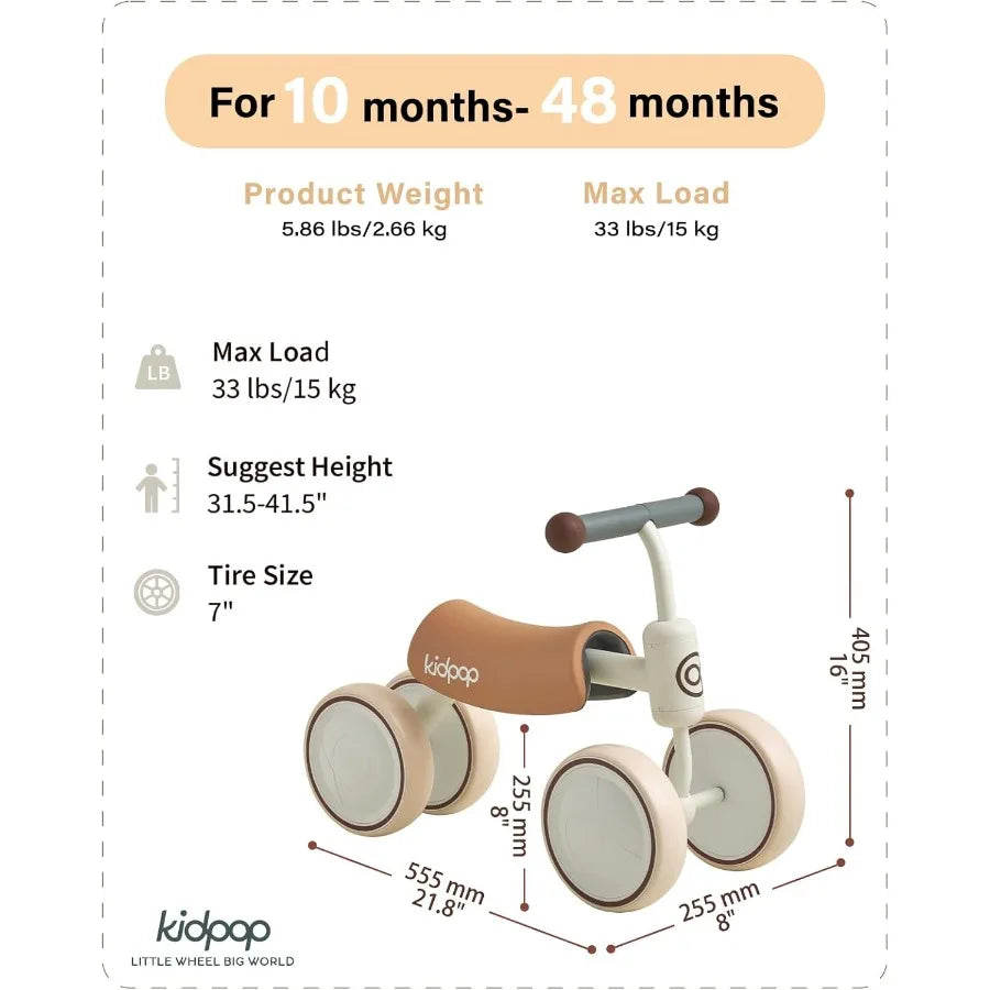 Baby Balance Bike for 1 Year Old Toddler Kids Ride On Toys First Birthday Gift Toddler First Bike (White)